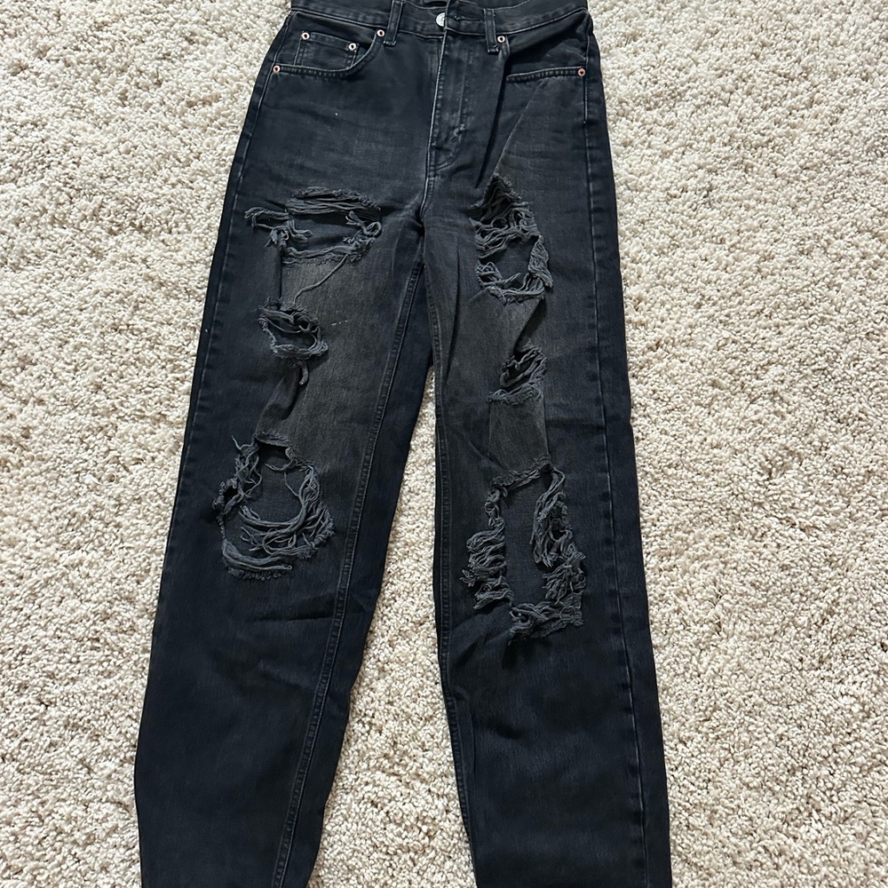 BDG Distressed High Rise Baggy Black Jeans size 27